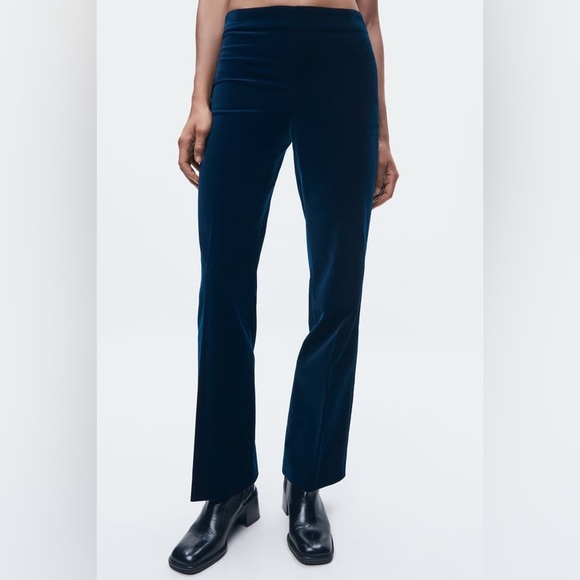 ZARA DOUBLE-BREASTED VELVET JACKET ZW COLLECTION AND STRAIGHT LEG PANTS - Picture 4 of 4